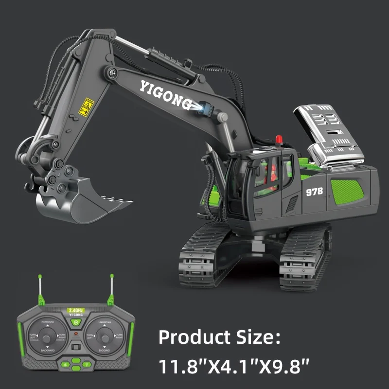 Ferngesteuertes Baggerspielzeug – 11-Kanal-RC-Bau-Bulldozer mit Licht und Ton, perfektes Geschenk für 6–10-jährige Jungen!