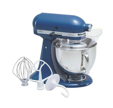 Artisan 5 Qt. 10-Speed Blue Willow Stand Mixer mit Flat Beater, 6-Wire Whip und Dough Hook Attachments