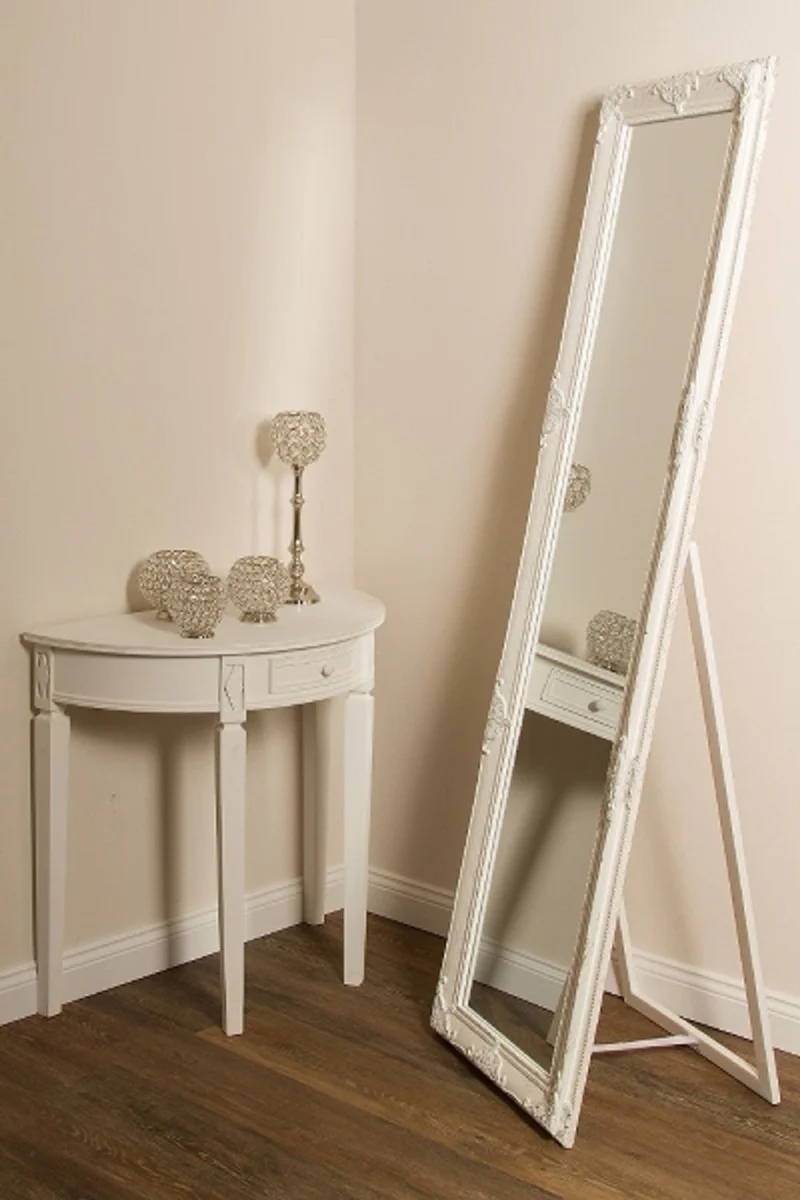 Baroque standing mirror white / gold 50 x H. 180 cm - handmade mirror with wooden frame and beautiful decorations