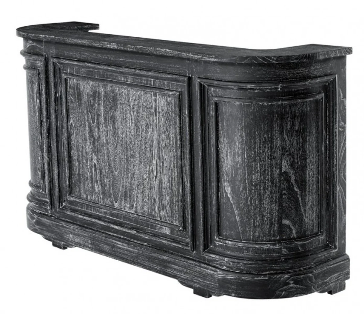 Vintage look counter cabinet 190 cm counter black washed antique style - shop counter shop furniture