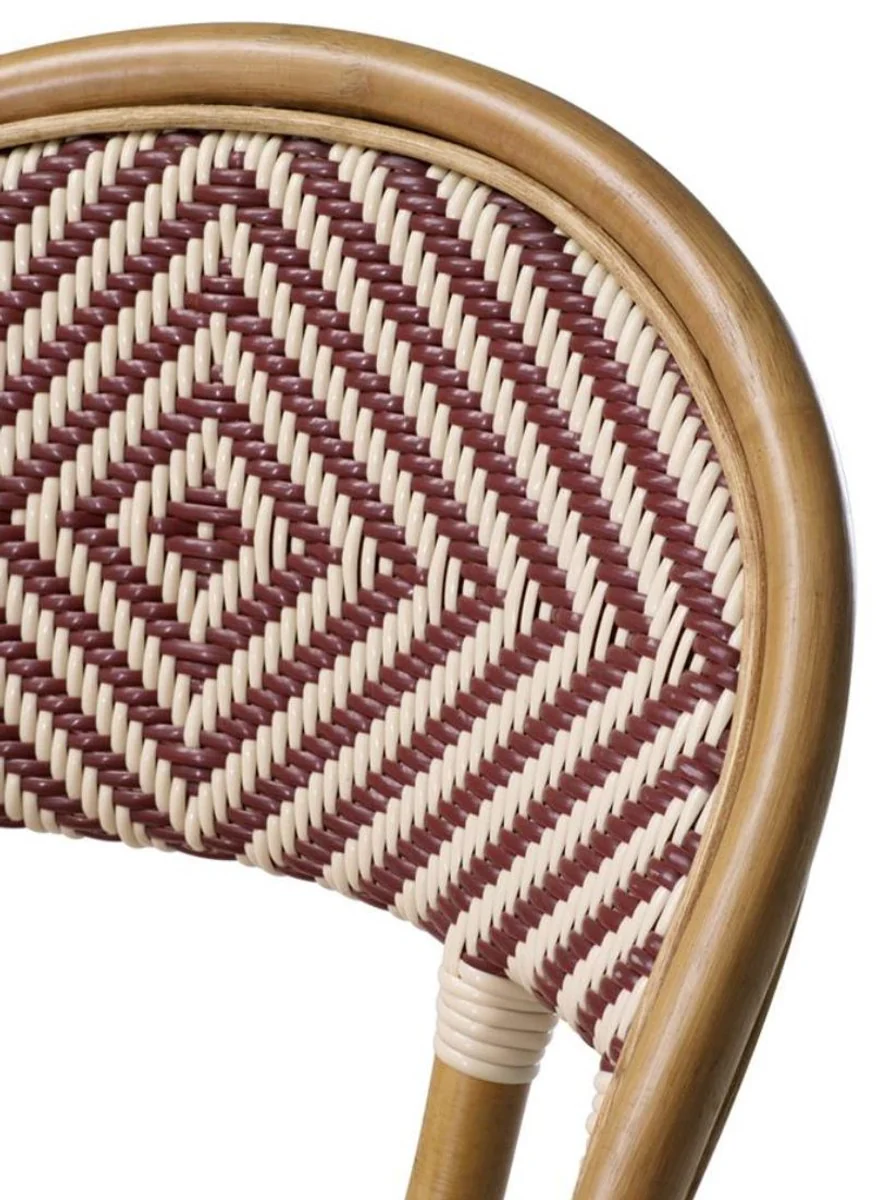 Luxury rattan chair natural colors / burgundy / white 46 x 60 x H. 83 cm - winter garden furniture