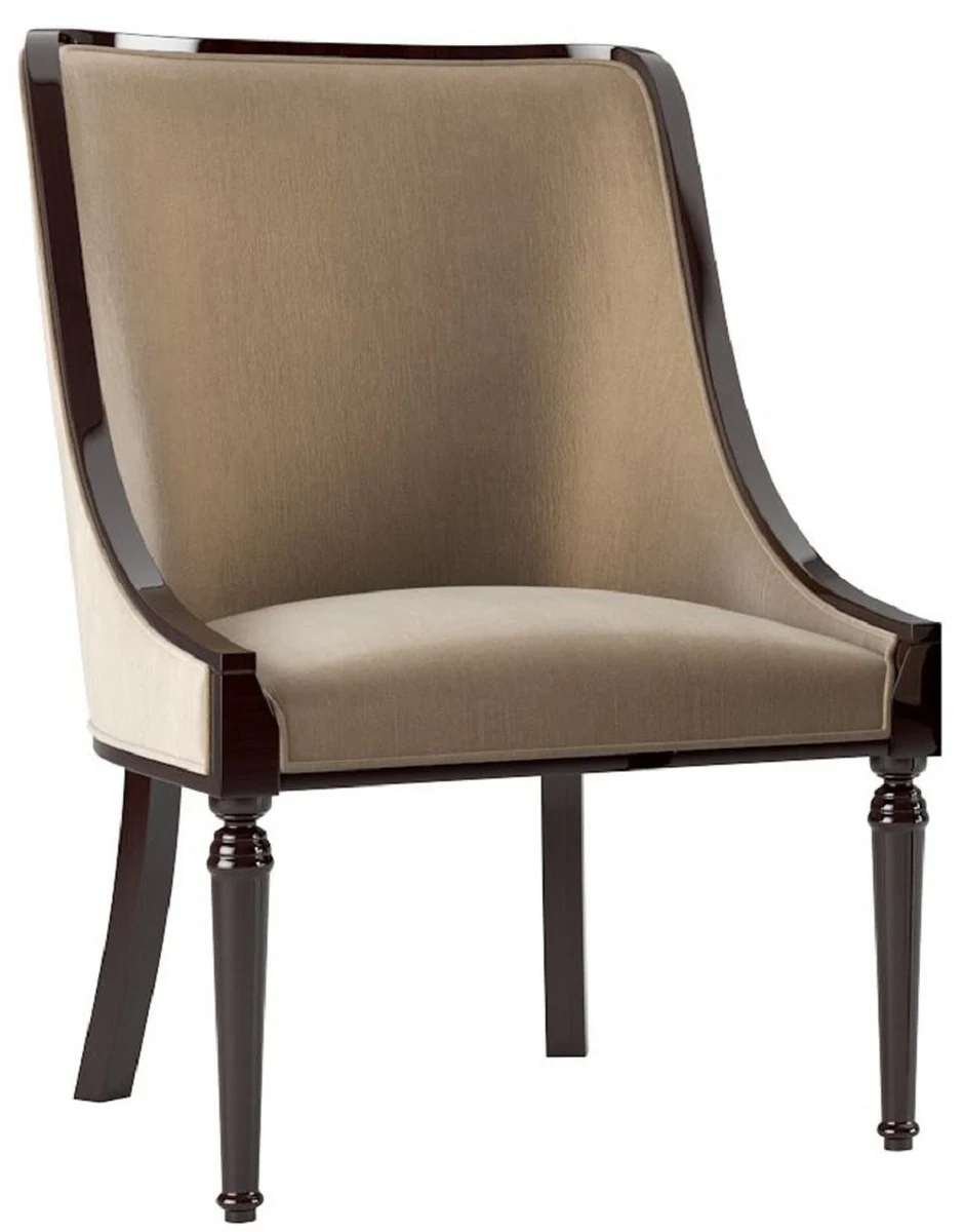 Luxury Baroque Dining Room Chair Set of 4 Beige / Dark Brown High Gloss - Luxury Dining Room Furniture in Baroque Style - Baroque Furniture - Noble & Magnificent