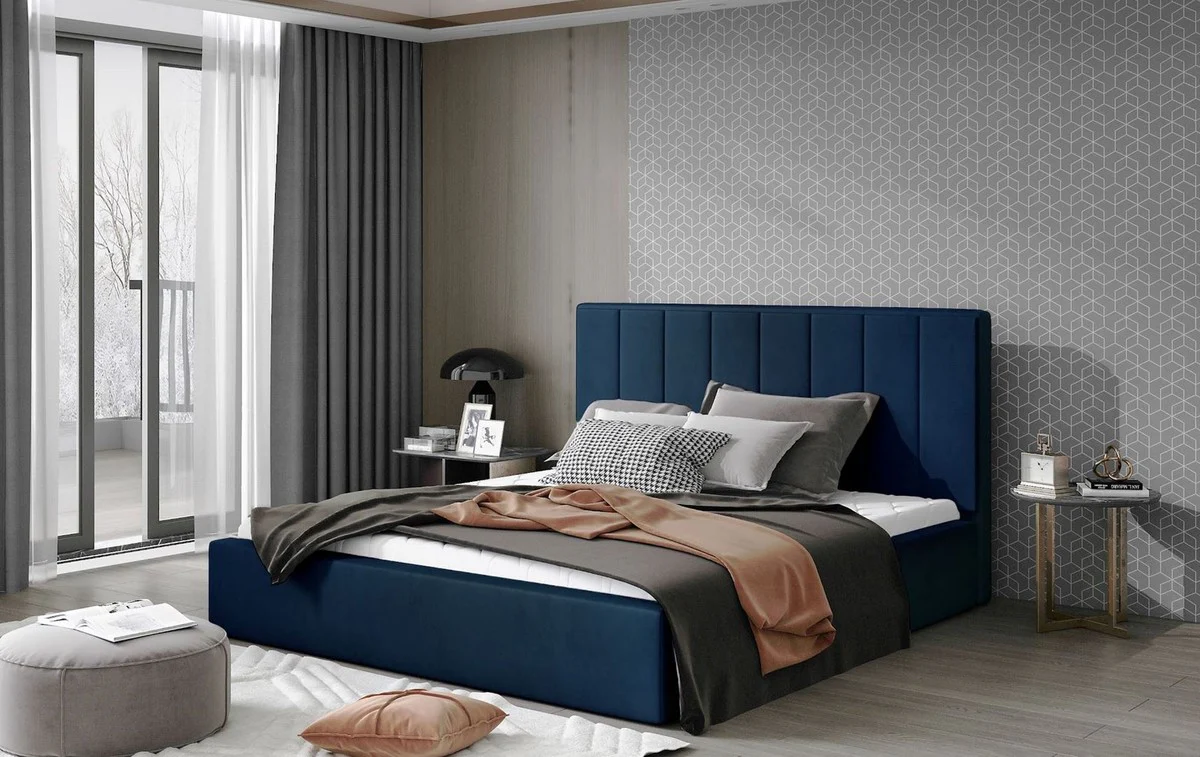 Luxury double bed with blue mattress - Various sizes