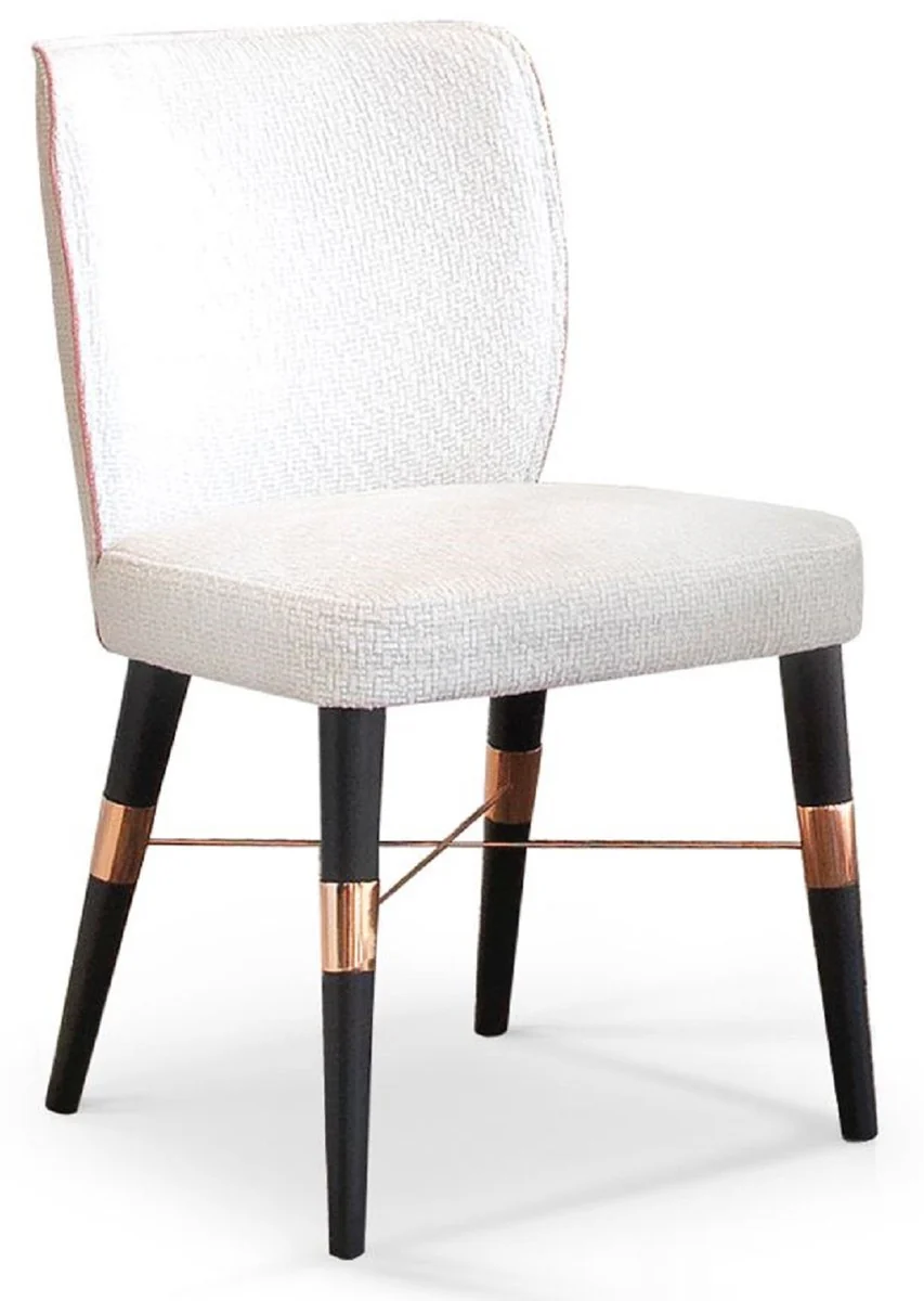 Luxury dining room chair set of 6 white / black / copper 50 x 54 x H. 83 cm - dining room furniture - restaurant furniture - hotel furniture - luxury furniture - luxury collection