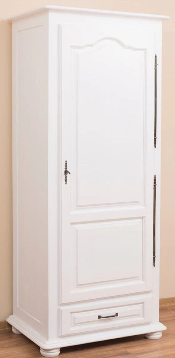 Country house style bedroom cupboard / wardrobe with door and drawer white 79.5 x 54 x H. 186 cm - bedroom furniture