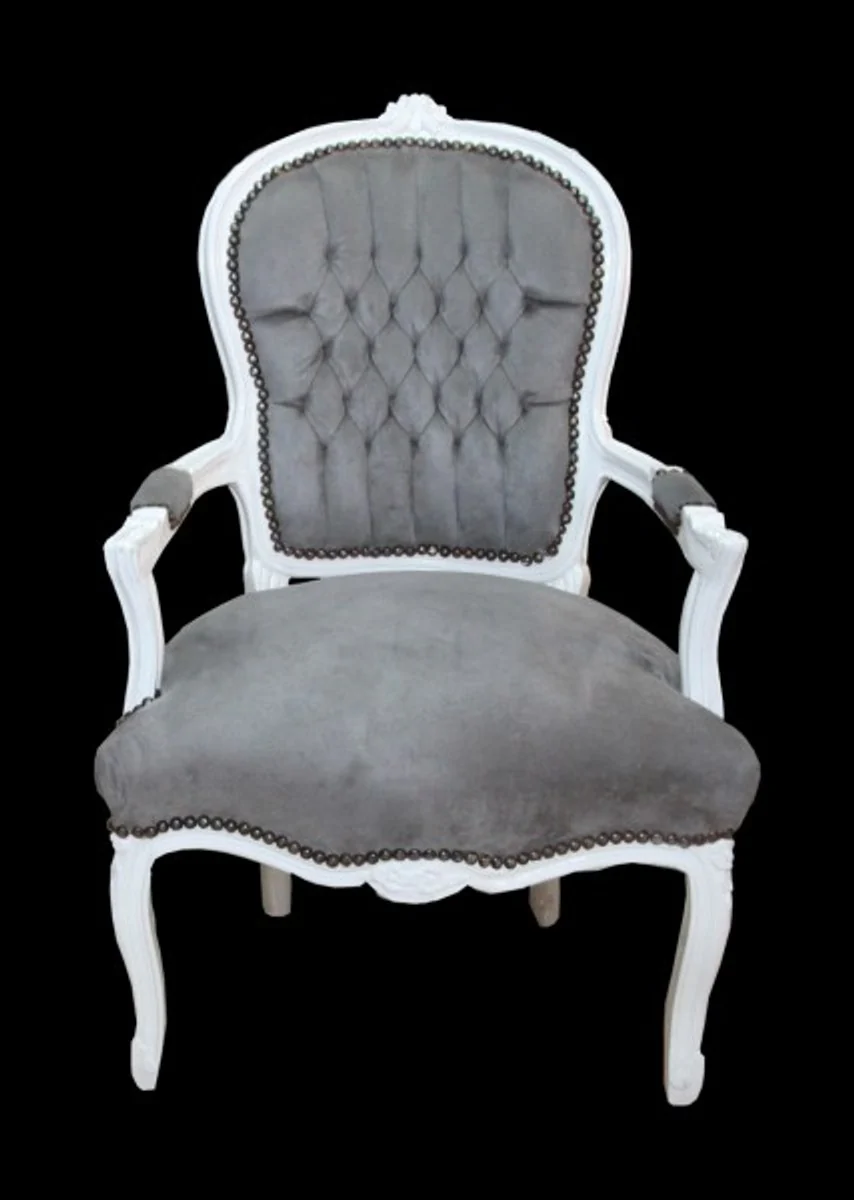 Baroque Salon Chair Gray / White - Furniture Baroque Furniture