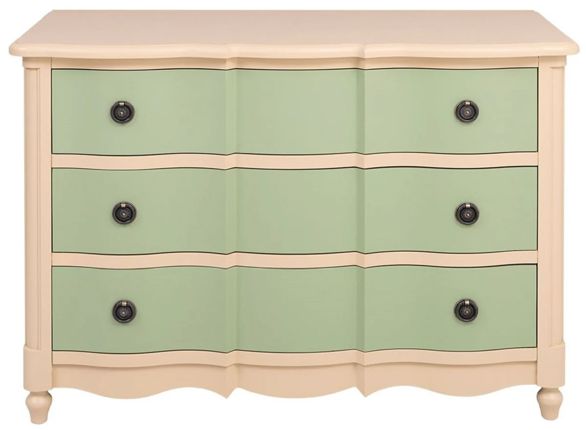Country house style chest of drawers with 3 drawers beige / green 130 cm - country house style furniture