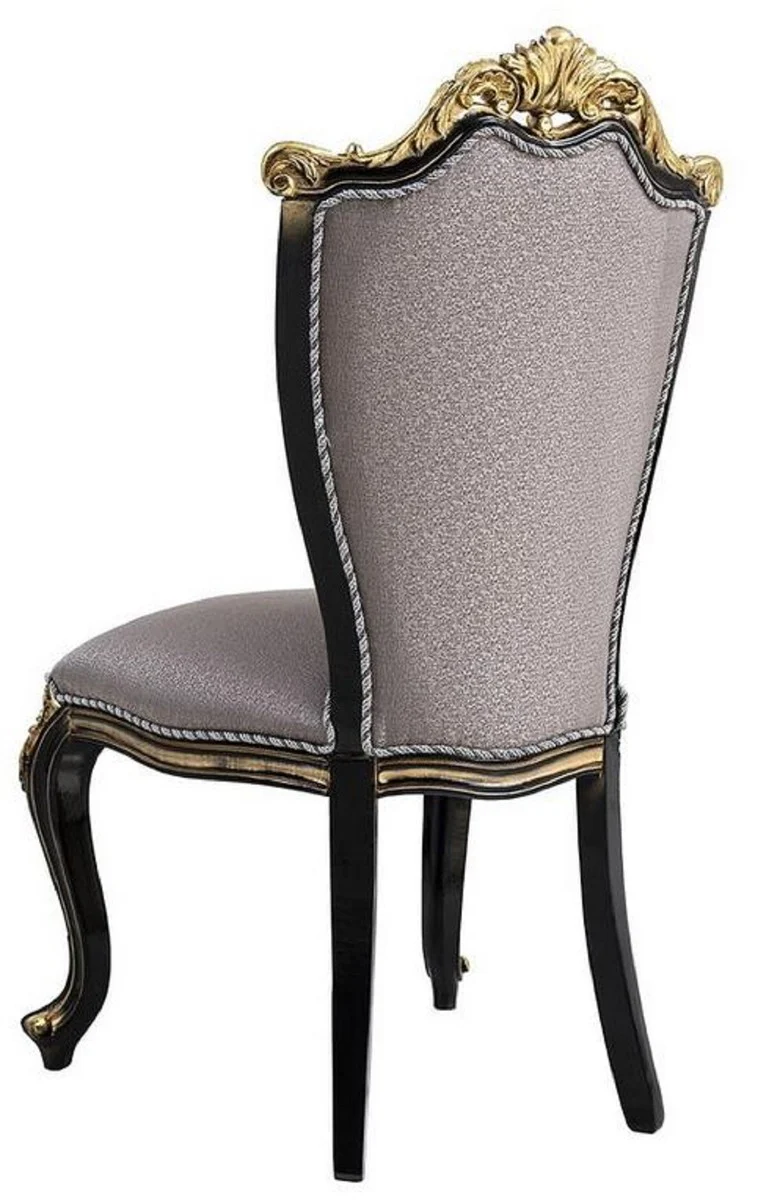 Luxury Baroque Dining Room Chair Set Silver / Black / Gold - Handmade Kitchen Chairs Set of 6 - Baroque Dining Room Furniture - Noble & Magnificent