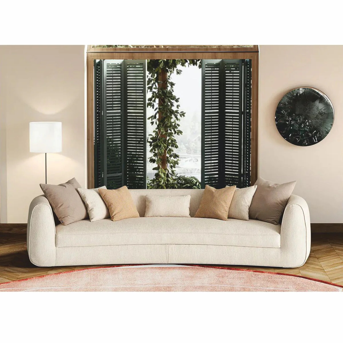 Luxury Sofa Cream 308 cm - Luxury Living Room & Hotel Furniture