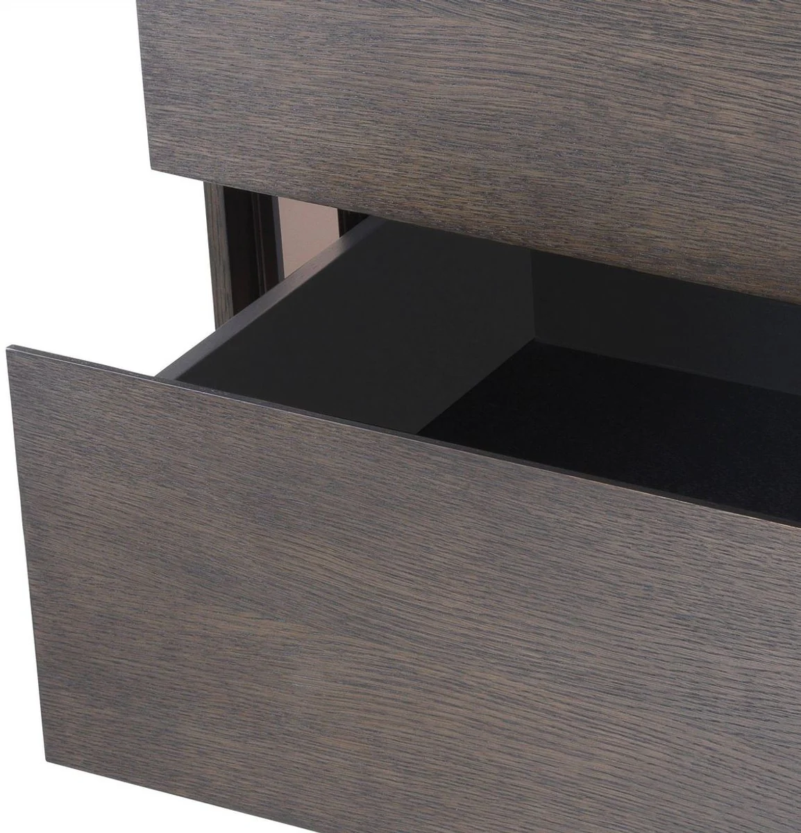 Luxury bedside table mocha / bronze color 76.5 x 46 x H. 62 cm - side table with 2 drawers and mirror glass - luxury furniture