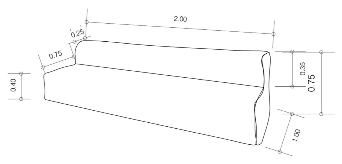 Luxury living room sofa with stripes white / blue 200 cm
