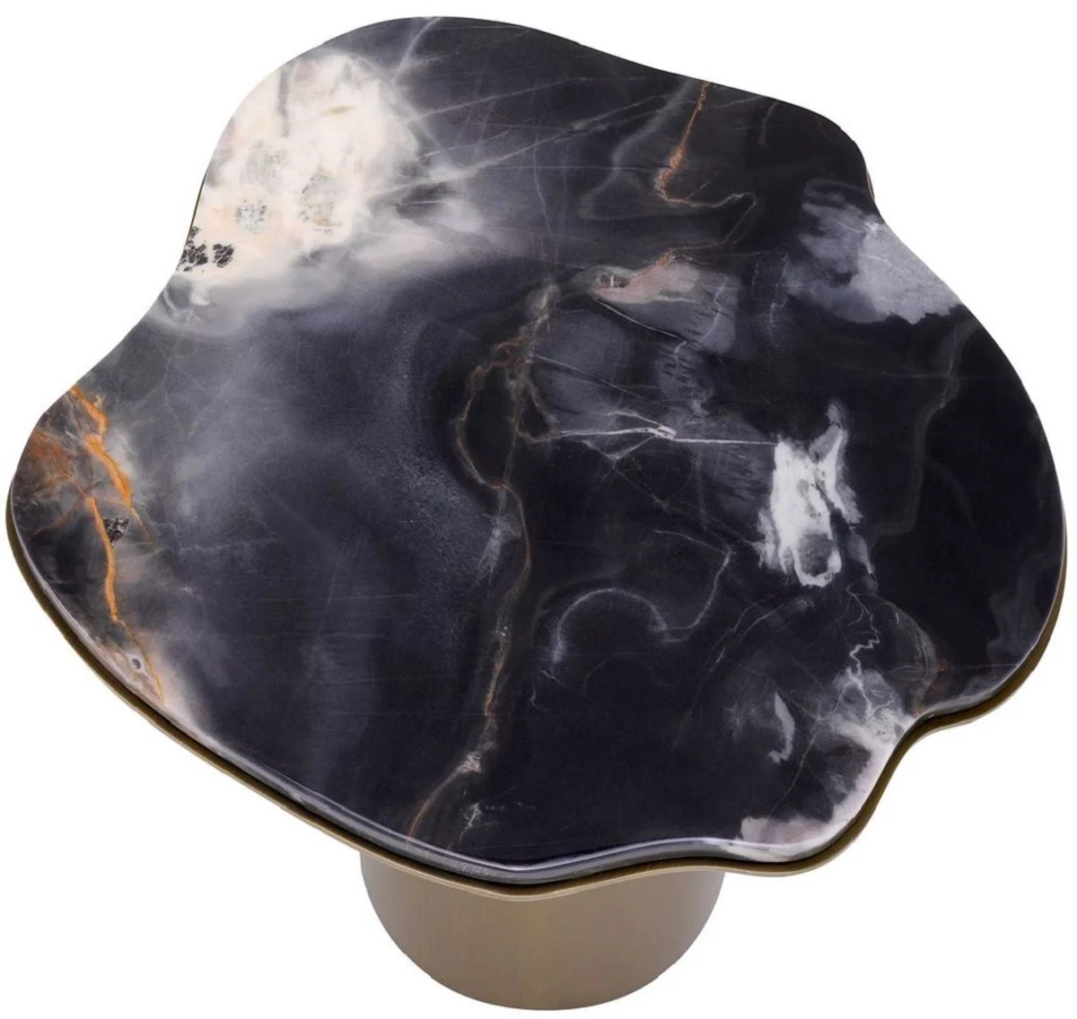 Luxury side table black / brass 58.5 x 60.5 x H. 51 cm - stainless steel table with marble top - living room furniture - luxury furniture - living room furnishings - luxury quality