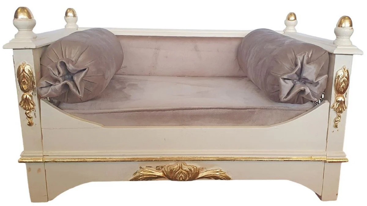 Baroque dog bed gray / cream / gold - magnificent antique style dog bed - handmade dog furniture in baroque style - antique style animal furniture - baroque animal furniture