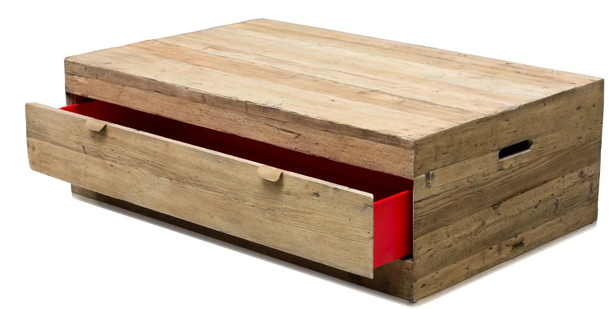 Country house style coffee table with drawer natural colors 130 x 80 x H. 40 cm - living room furniture in country house style