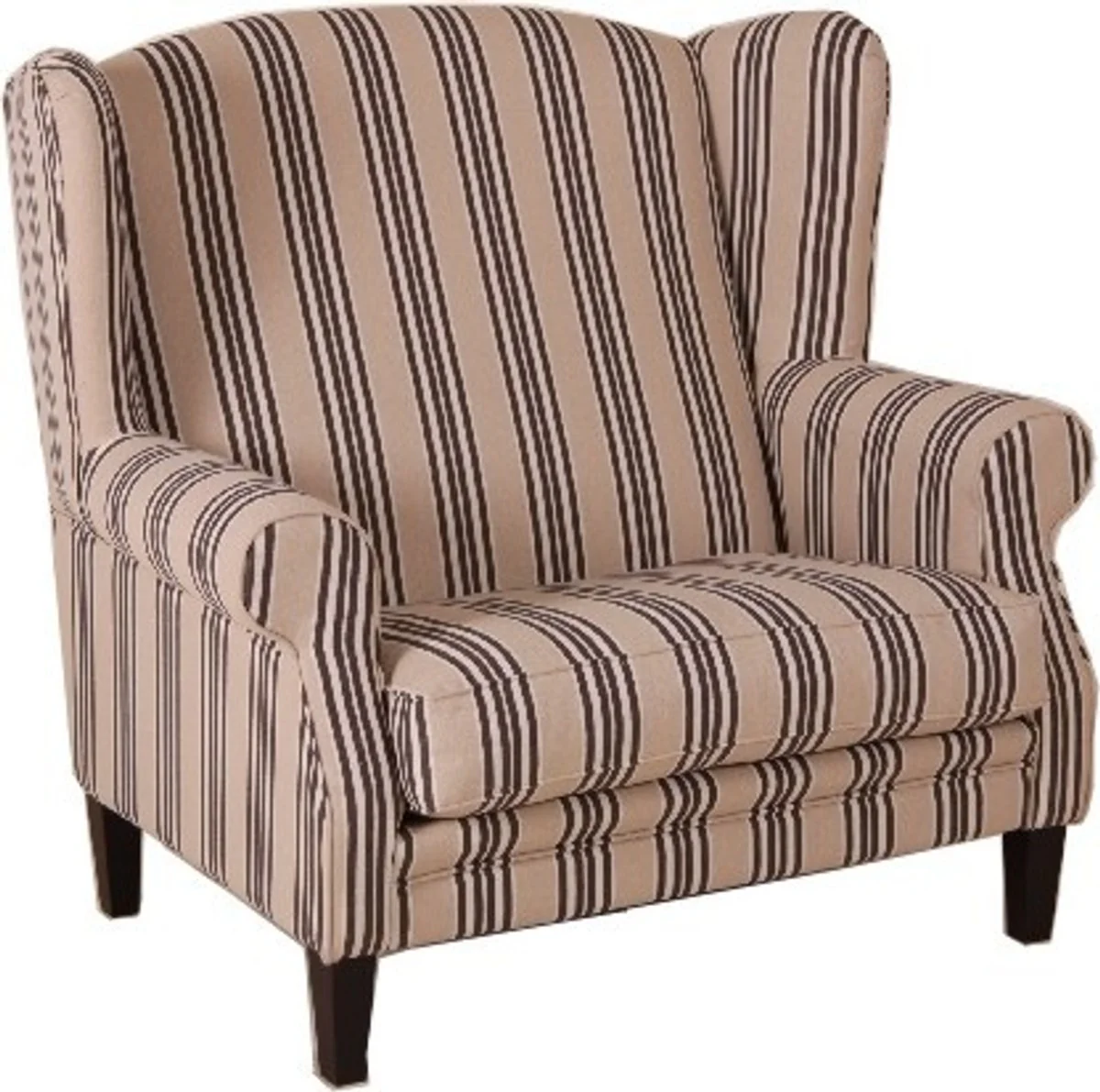 Luxury wing chair 1 1/2 seater cream stripes - armchair furniture hotel & lounge furnishings