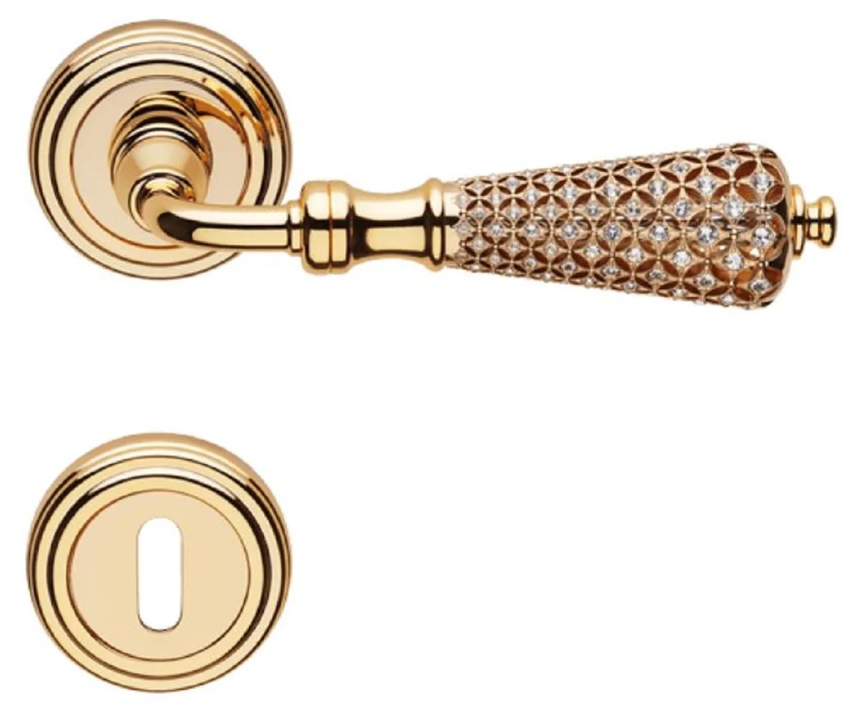 Baroque door handle set with Swarovski crystal glass 14.5 cm - Made in Italy