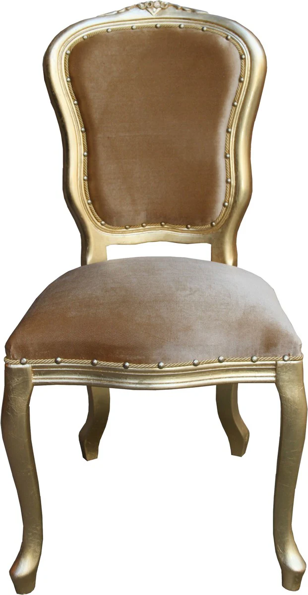 Baroque Luxury Dining Chair Louis Gold / Gold - Baroque Furniture