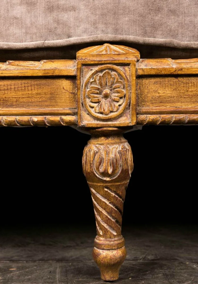 Luxury baroque sofa with cushions brown / taupe 187 x 89 x H. 103 cm - handmade sofa in antique style - living room furniture