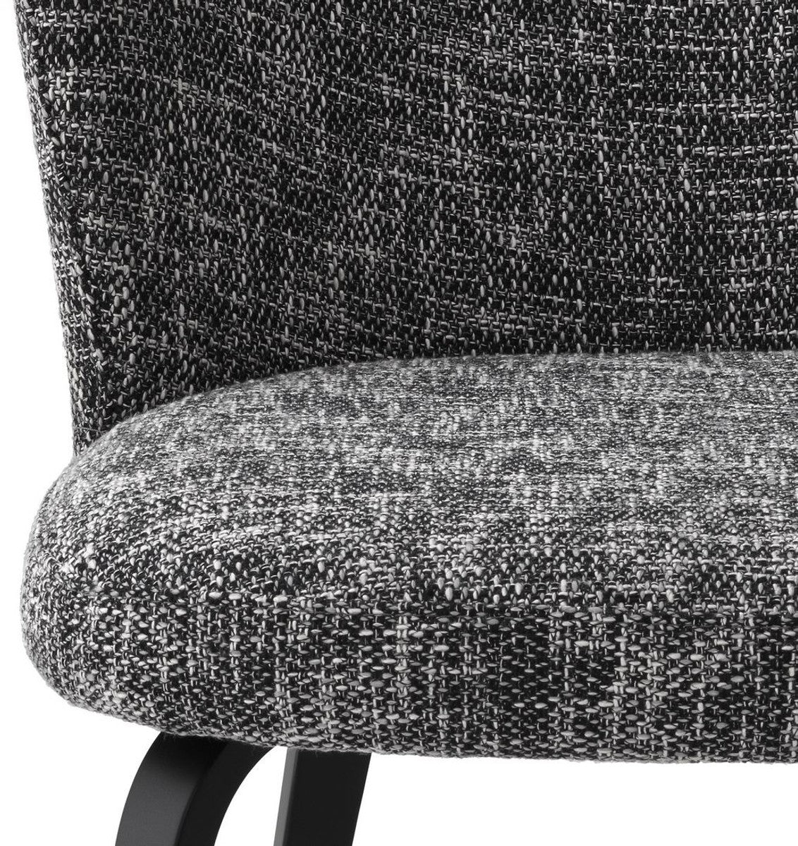 Luxury dining room chair black / black 57 x 69 x H. 81 cm - Padded kitchen chair in retro design - Luxury retro dining room furniture