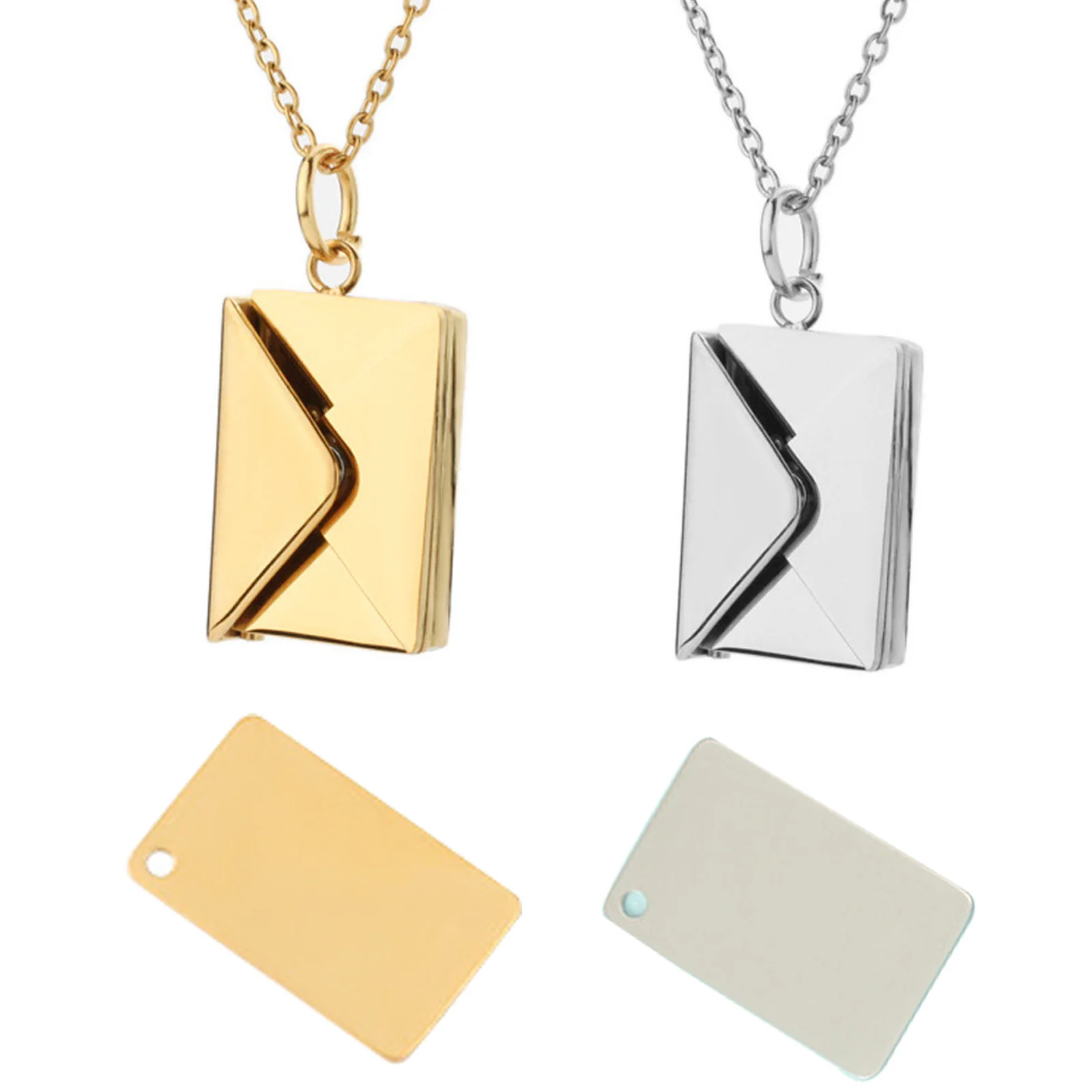 2 pieces gold + silver couple encasing necklace