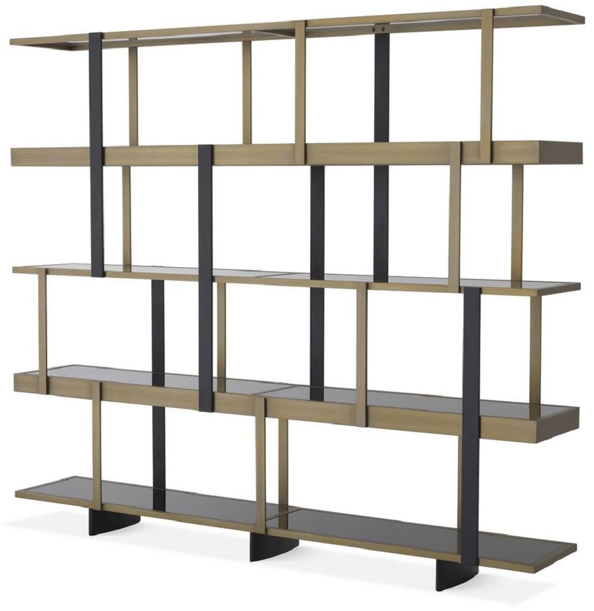 Luxury shelf cabinet brass / black 230 x 40 x H. 200 cm - stainless steel cabinet - bookcase - living room cabinet - office cabinet - luxury furniture