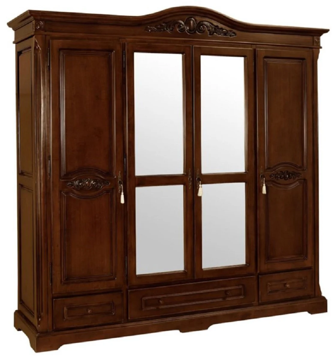Luxury baroque bedroom cupboard brown - magnificent solid wood cupboard with 4 doors and 3 drawers - baroque wardrobe - baroque bedroom furniture