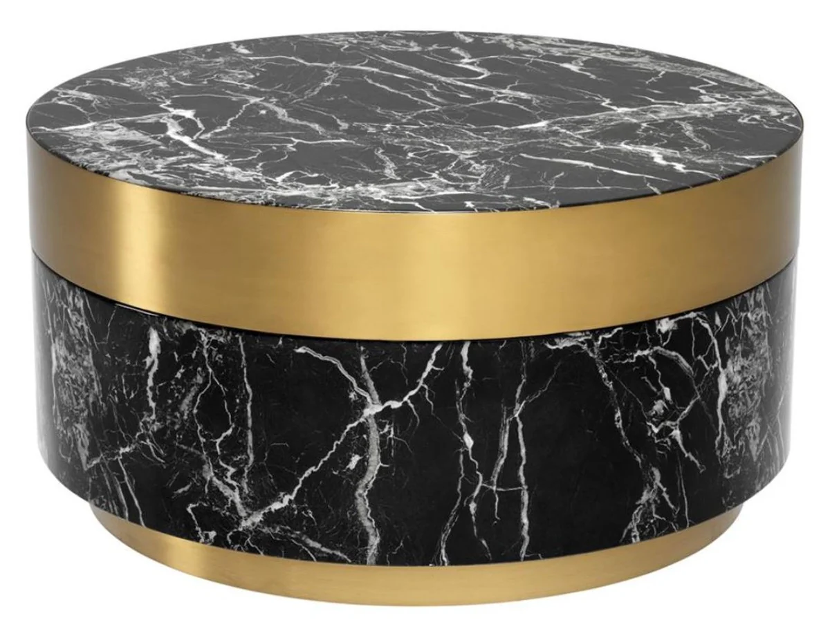 Coffee table black / brass Ø 80 x H. 41 cm - luxury living room table