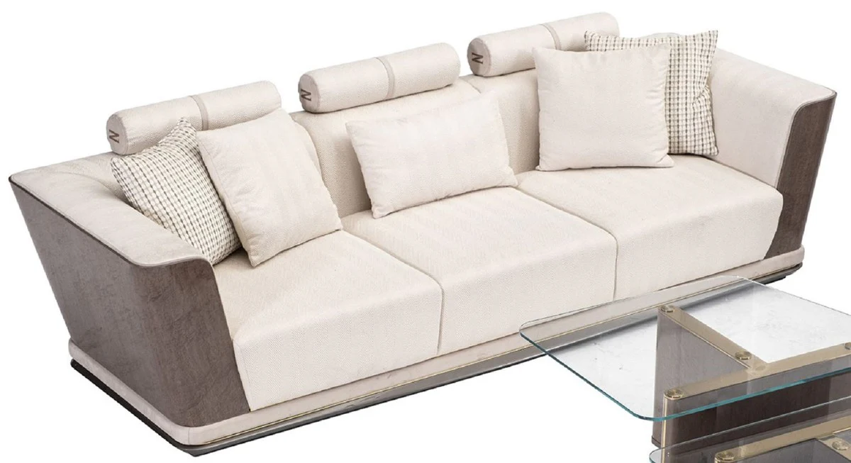 Luxury sofa cream / gray / gold 280 x 98 x H. 85 cm - living room sofa - hotel sofa - living room furniture - living room furniture - hotel furniture - luxury furniture - luxury furniture