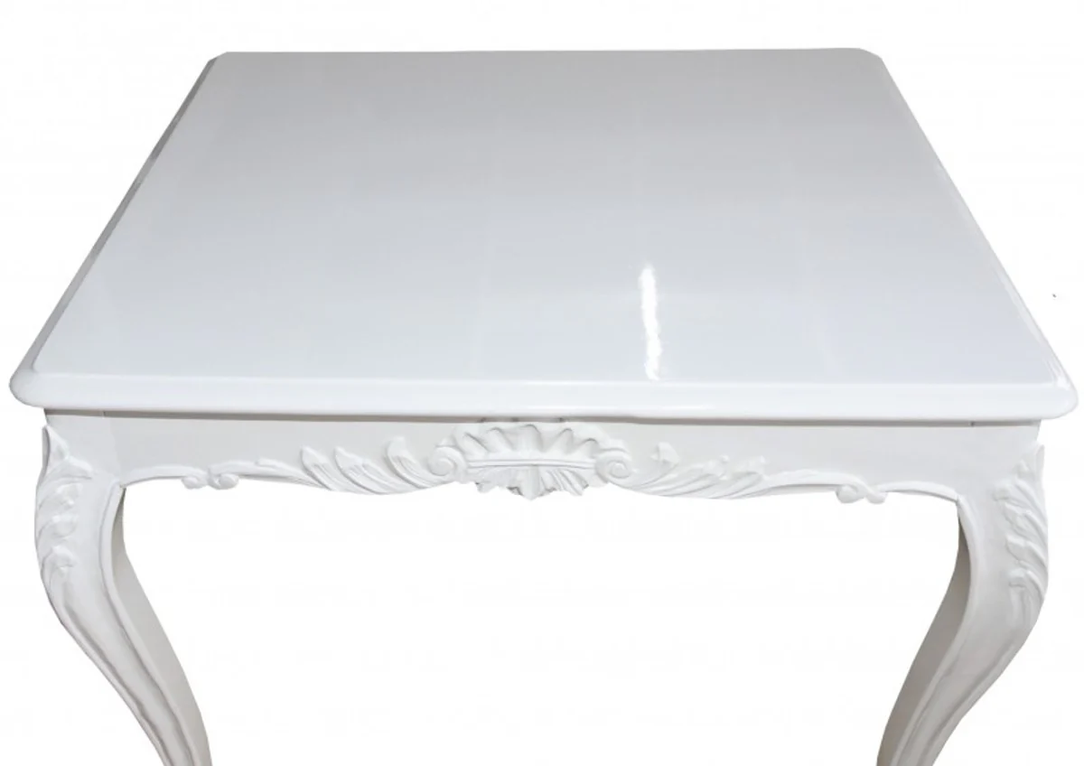 Baroque dining table white 100 cm x 90 cm dining room table