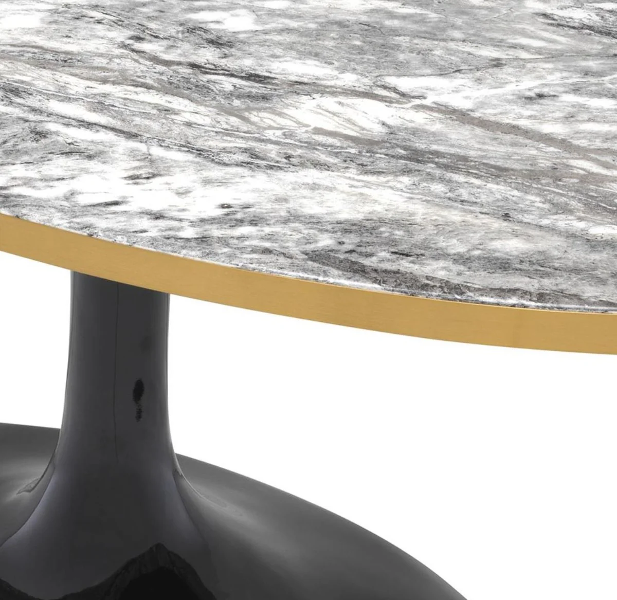 Luxury coffee table gray / brass / black 120 x 60 x H. 50.5 cm - Oval living room table