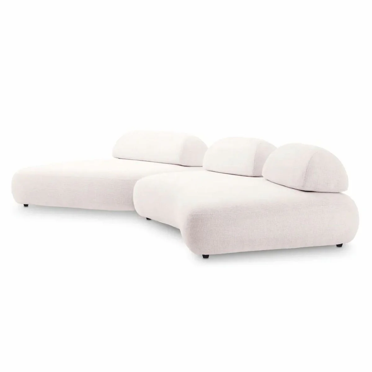 Luxus Sofa Cremeweiß / Schwarz - Modulares 2-Teiliges Wohnzimmer Sofa