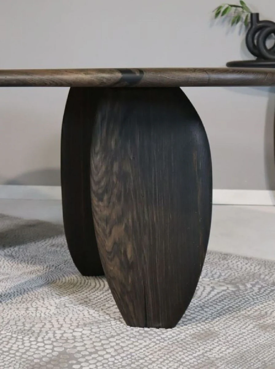 Luxury solid wood dining table dark brown 220 x 120 x H. 76 cm - oak wood dining room table - dining room furniture - luxury furniture