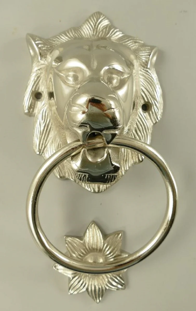 Baroque aluminum door knocker lion silver H. 28 cm - Baroque decorative accessories