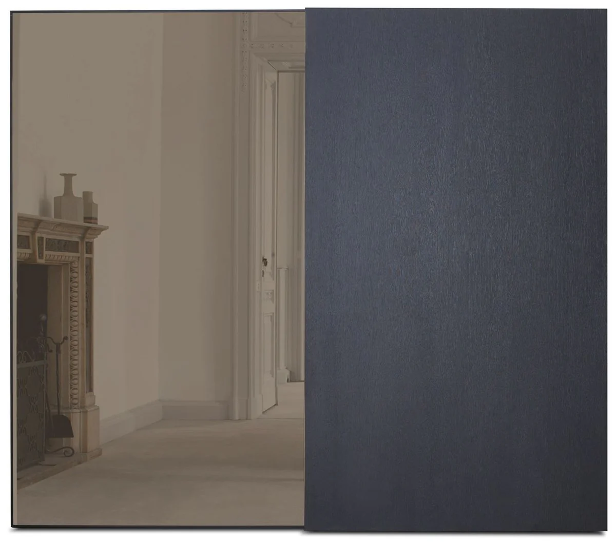 Luxury bedroom wardrobe black 260 x 70 x H. 228 cm - Illuminated solid wood wardrobe with 2 sliding doors - Bedroom furniture - Hotel furniture - Luxury furniture