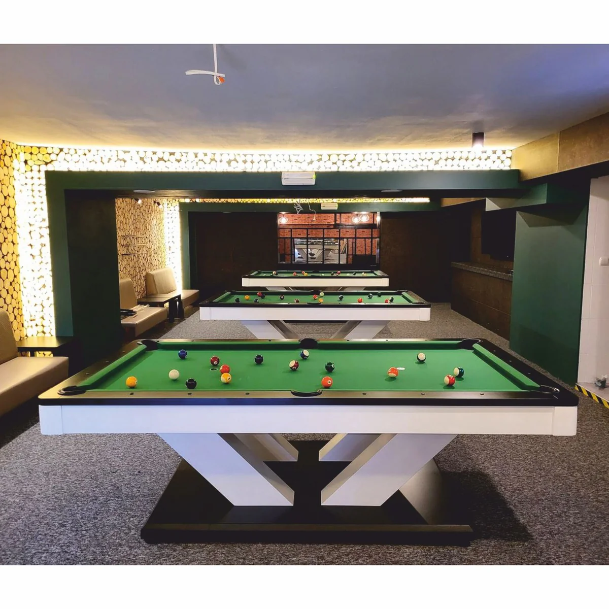 Luxury Pool Billiard Table/Dining Table 8ft White/Black/Green