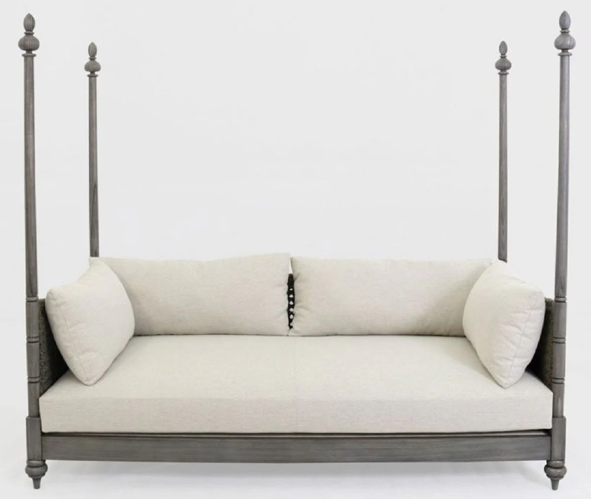 Luxury sofa bed gray / cream 219 x 110 x H. 200 cm - Elegant solid wood sofa - Living room furniture - Luxury quality