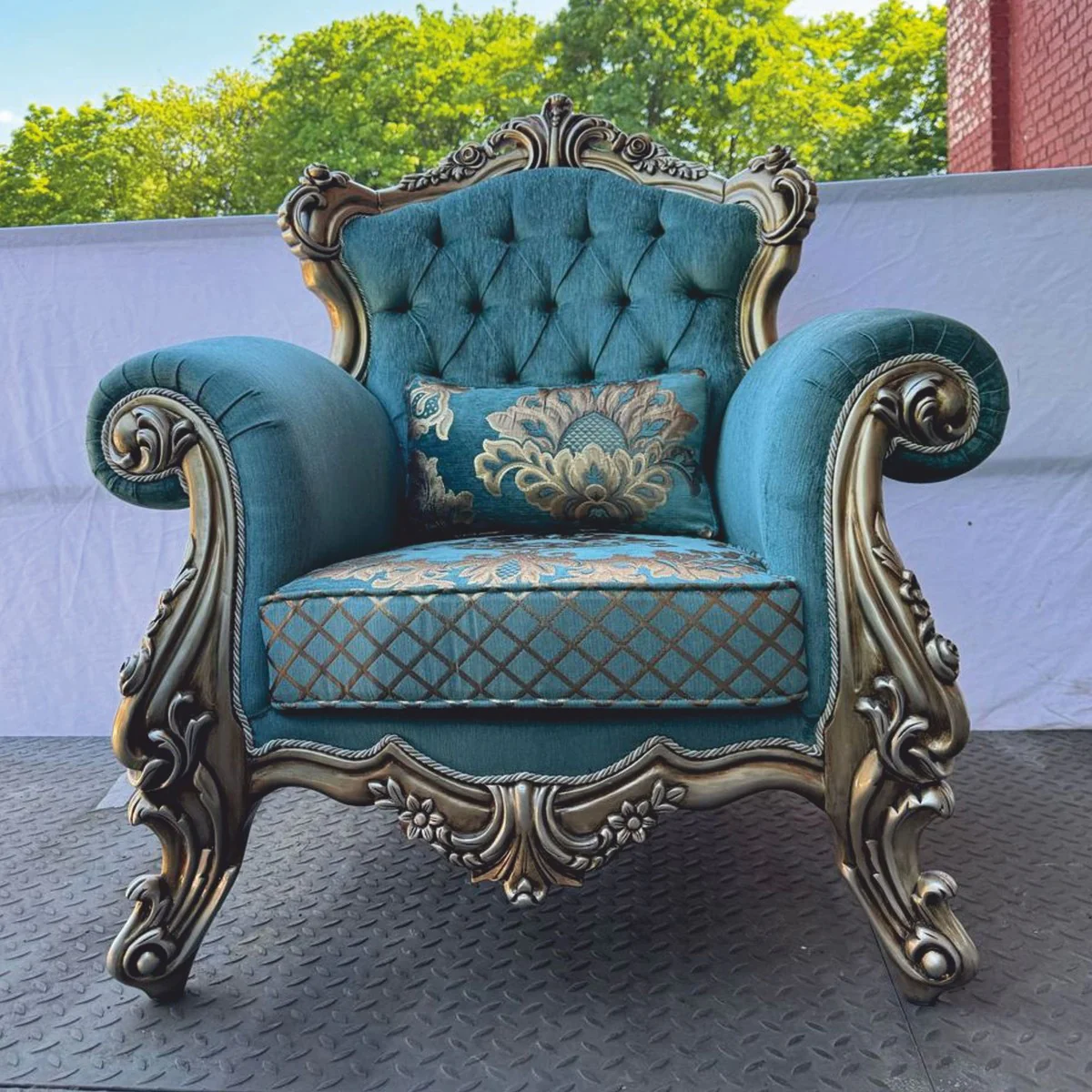 Luxury Baroque Living Room Set Turquoise / Silver - Baroque Style Furniture