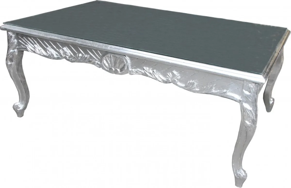 Baroque coffee table silver antique look 120 x 80 cm - Mod2
