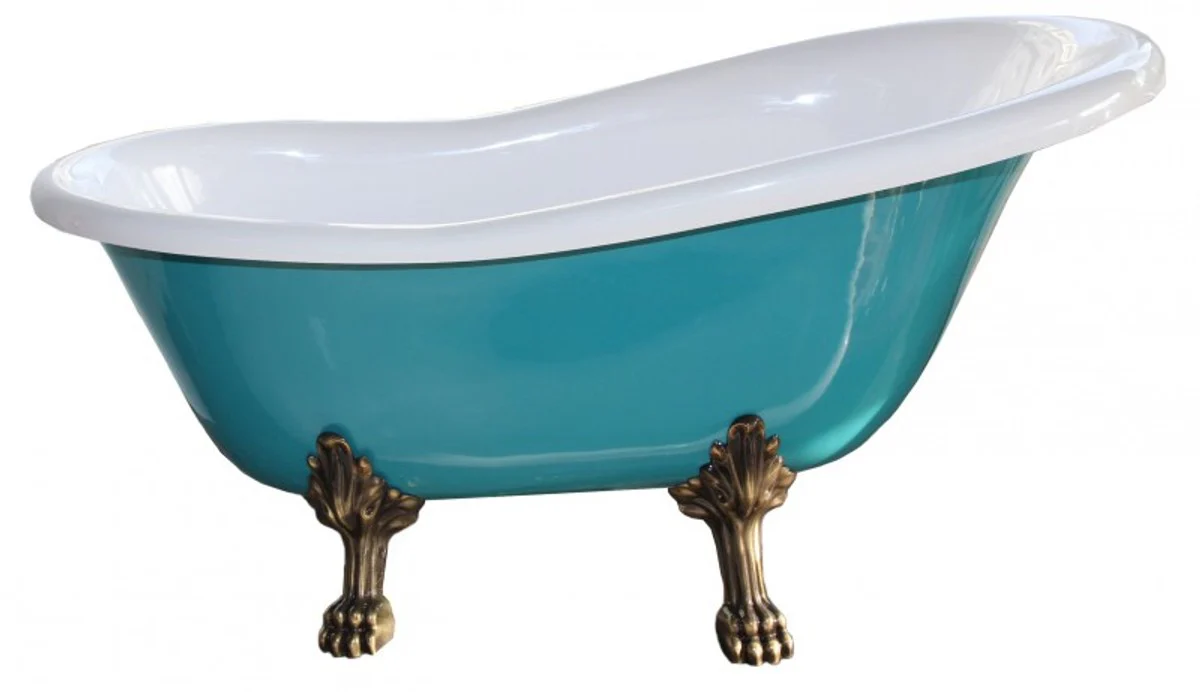 Freestanding luxury bathtub Art Nouveau Roma turquoise/white old gold 1470mm - Baroque antique bathroom