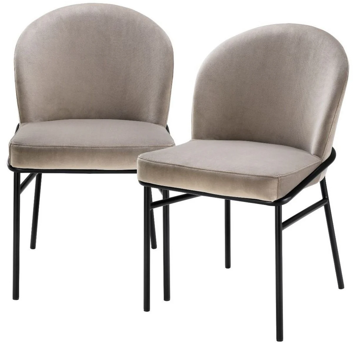 Luxury dining room chairs greige / black 49 x 56 x H. 82 cm - kitchen chairs with elegant velvet fabric - dining room set