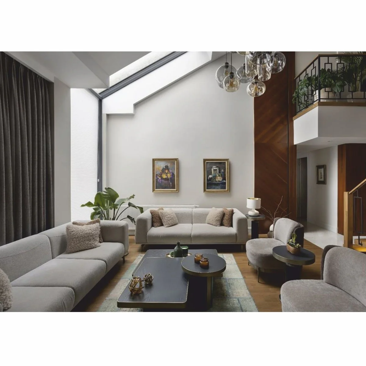 Luxury Sofa Gray / Brass 240 cm - Living Room & Hotel Interior