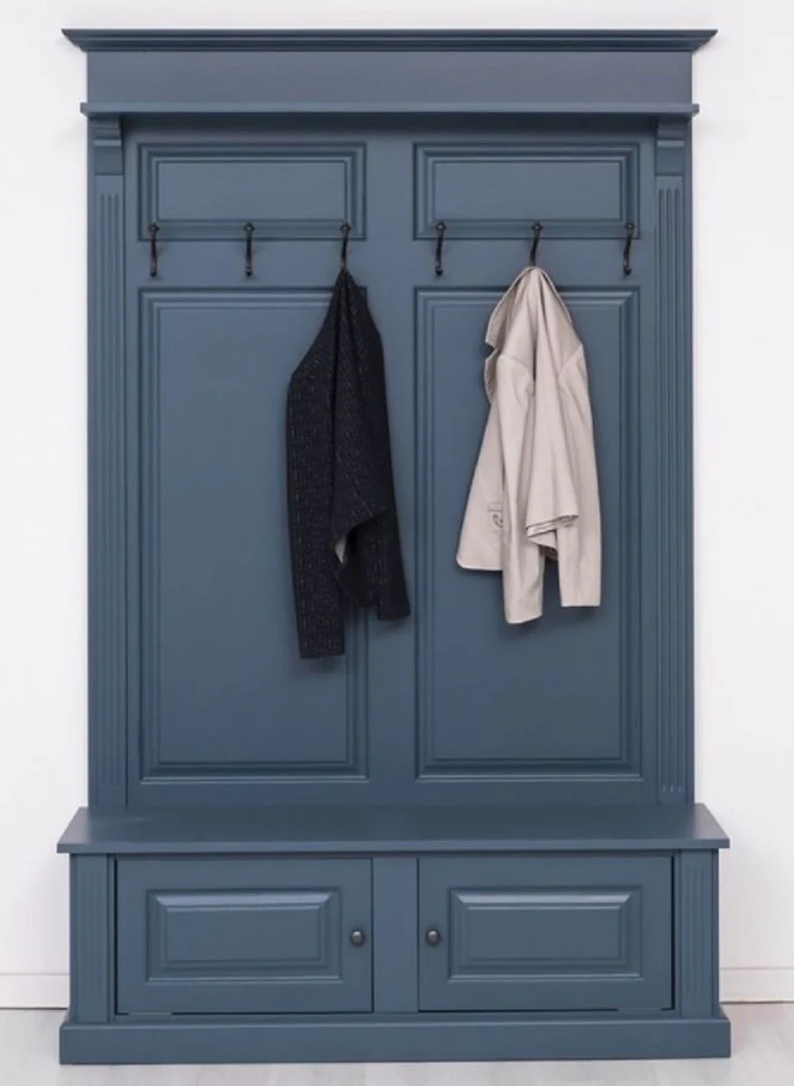 Country house style solid wood wardrobe blue 140 x 41 x H. 210 cm - wall wardrobe - hallway cabinet - hallway furniture - wardrobe furniture - country house style furniture