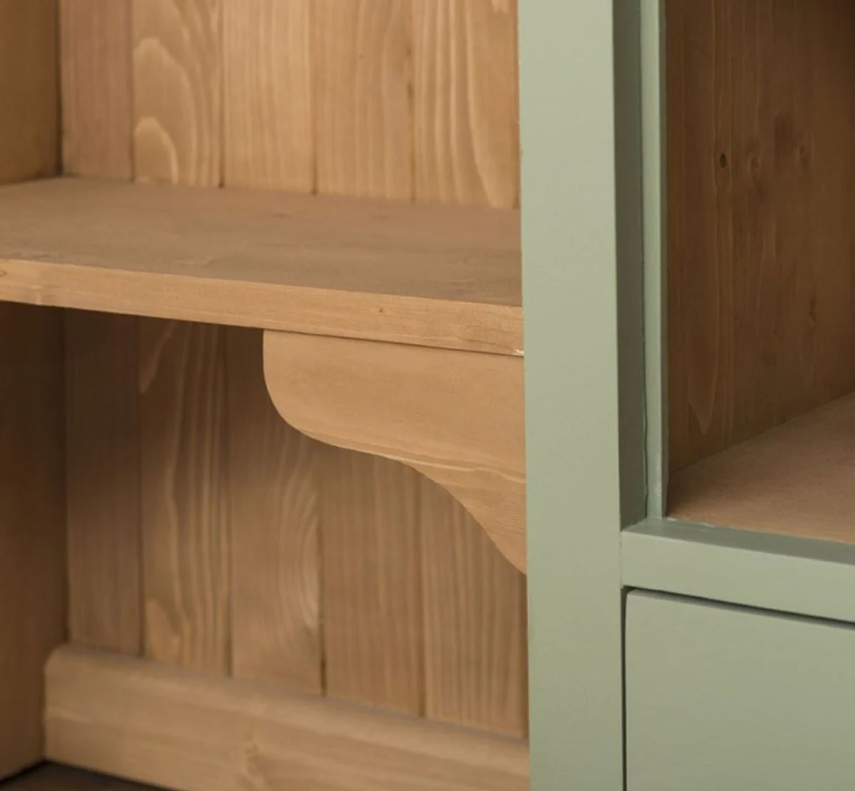 Country house style kitchen cabinet green / brown 137 x 50 x H. 197 cm - 2-part kitchen cabinet with 5 doors and 7 drawers - country house style kitchen furniture