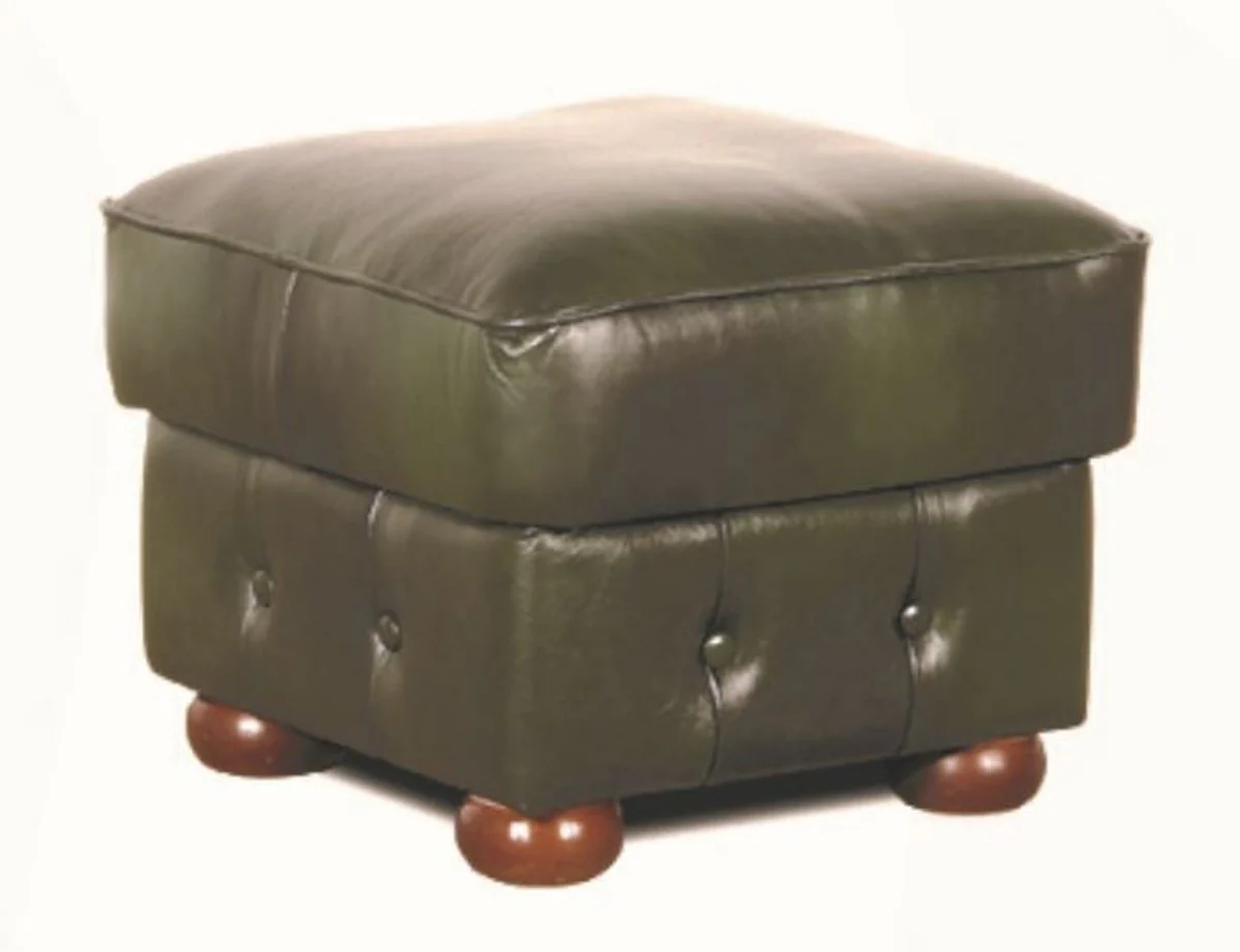 Chesterfield genuine leather stool dark green 50 x 50 x H. 54 cm - living room furniture