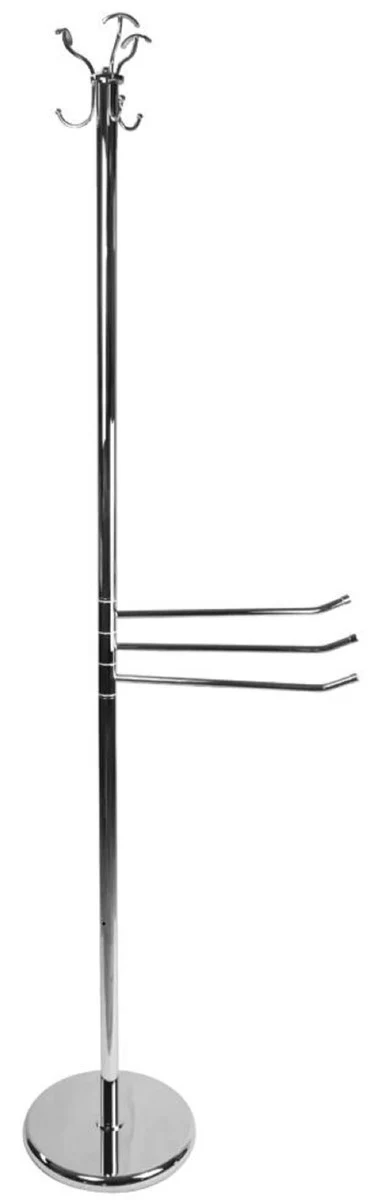 Luxury bathroom clothes rack with towel holder silver Ø 30 x 34 x H. 182 cm - Chrome-plated brass bathroom coat rack - Bathroom furniture - Luxury quality - Made in Italy