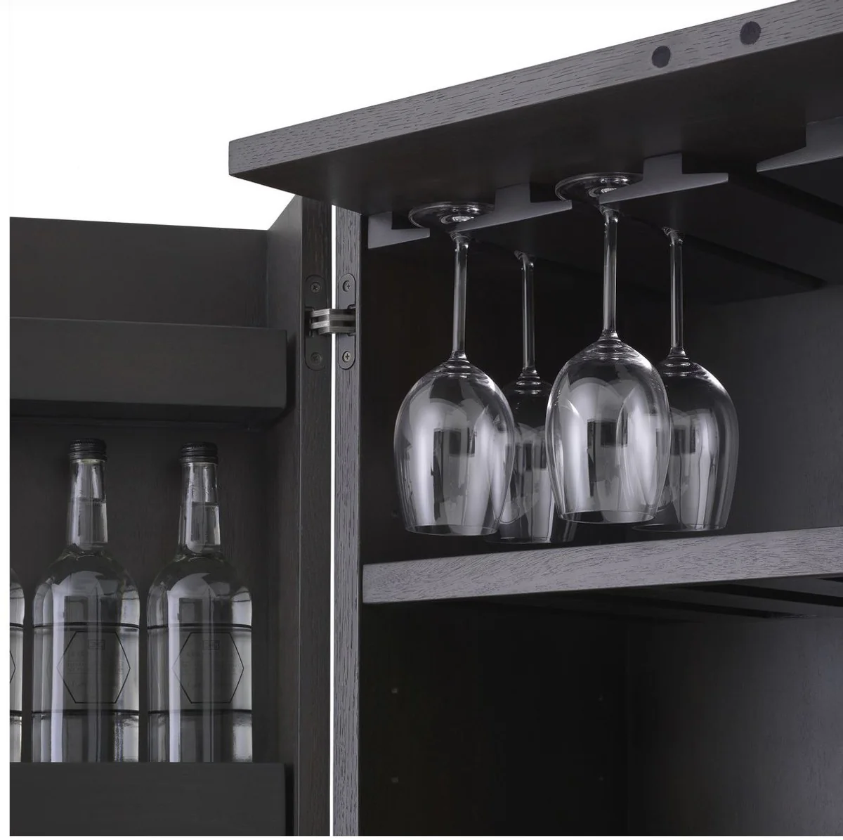 Luxury wine cabinet anthracite gray / bronze 82.5 x 51 x H. 168 cm - mahogany bar cabinet with 2 doors - bar furniture - luxury quality