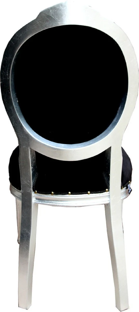 Luxury baroque dining room set flamingo with crown black / multicolored / silver 48 x 50 x H. 98 cm - 4 handmade dining chairs with bling bling glitter stones - baroque dining room furniture