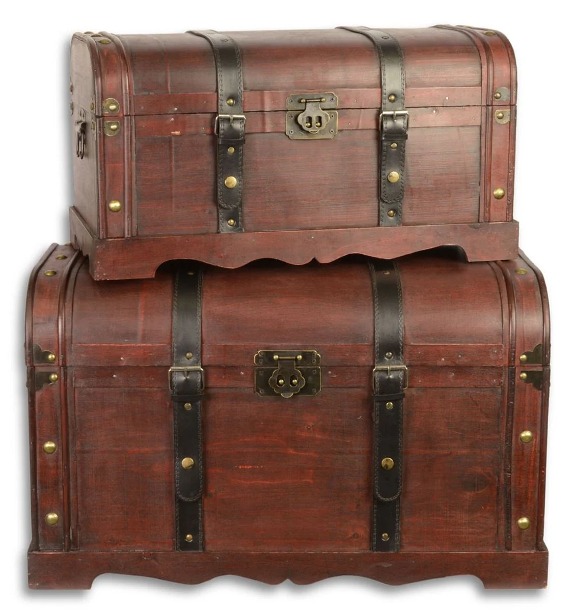 Art Deco wooden chests set of 2 red brown / black - decorative wooden boxes