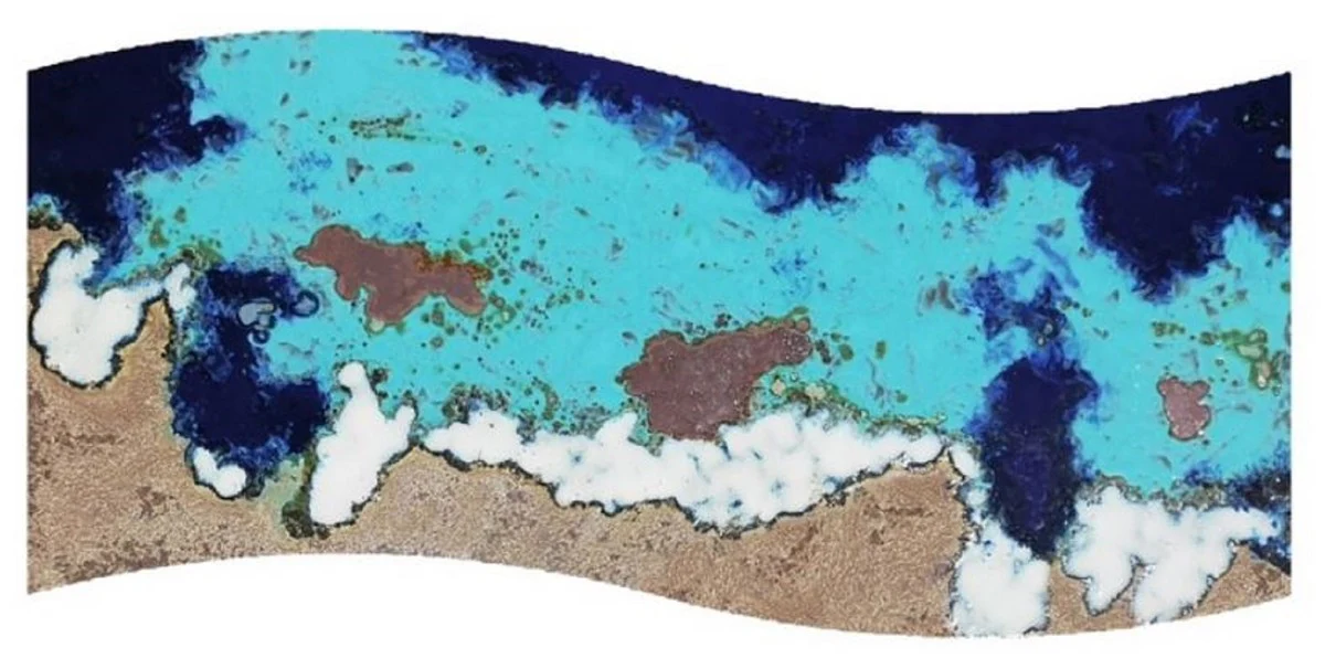 Luxury dining table multicolored / black 170 x 80 x H. 74 cm - Modern kitchen table with curved lava stone table top and stainless steel frame - Dining room furniture - Luxury quality