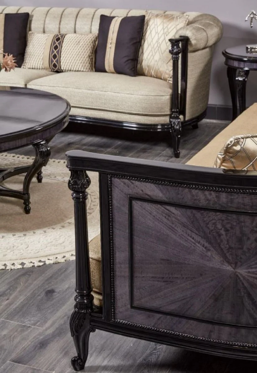 Luxury Baroque Sofa Gold / Blue / Black - Magnificent Living Room Sofa - Baroque Style Living Room Furniture - Luxury Furniture in Baroque Style - Baroque Furnishings - Noble & Magnificent